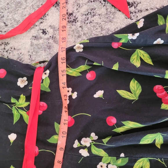 H&R London Cherry Blossoms Black Halter Dress - Picture 4 of 7